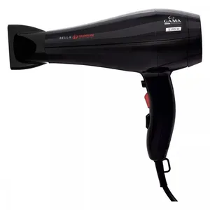 Secador de Cabelo Gama 2100W Preto Tourmaline Íons 2 Velocidades Jato Frio Baixo Ruído Secador de Cabelo Gama Italy ASS2195 Bella Tourmaline Preto - 220v