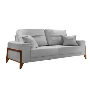 Sofá 4 Lugares Living M-130 Veludo Martins Cinza