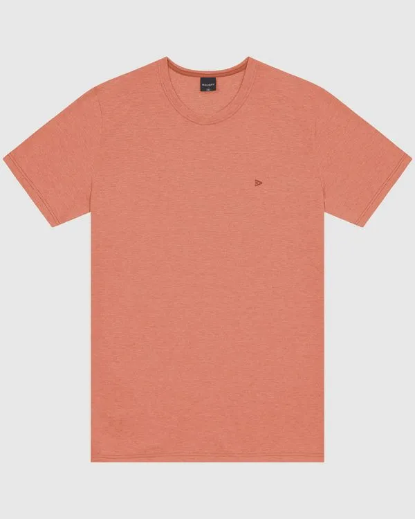 Camiseta Básica Masculina Manga Curta Em Malha Fio A Fio Laranja - XGG