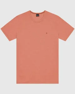 Camiseta Básica Masculina Manga Curta Em Malha Fio A Fio Laranja - XGG