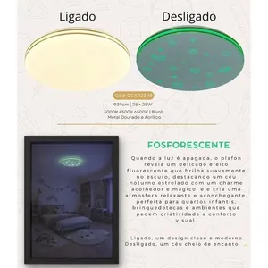 Plafon Estrelado F39CM 28+28W 2800LM 3000K 4500K 6500K Bivolt Iluminacao Decorativa Teto Branco Plafon Estrelado F39CM 28+28W 2800LM Bivolt Luz 3000K 4500K 6500K Teto Branco