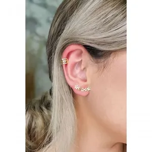 Piercing Floratta Joias Três Fios Banhado em Ouro 18k Tamanho Único Dourado Piercing Floratta Joias Três Fios Banhado em Ouro 18k Dourado