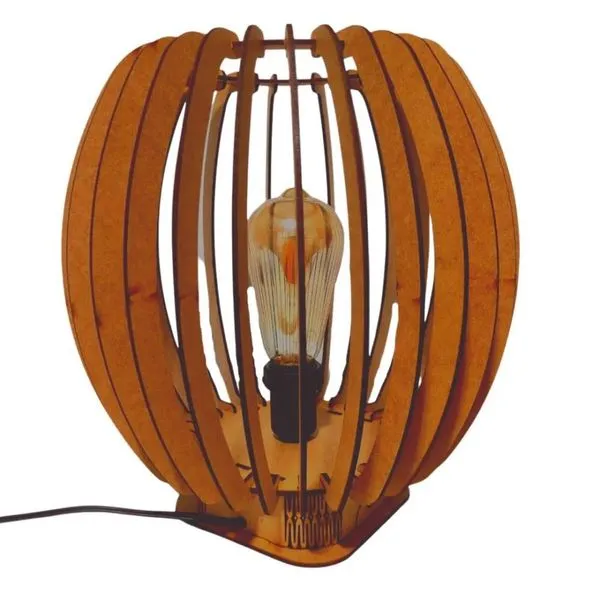 Abajur de Mesa Alexandria em MDF Corte à Laser com Bocal E-27 Marrom Lenobre Abajur de Mesa Alexandria MDF Corte à Laser Bocal E-27 Marrom Lenobre