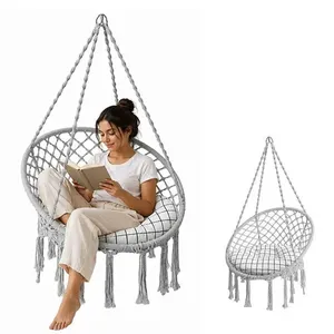 Rede Cadeira de Balanço Suspensa Metal Assento Almofadado com Almofada Cinza Leva Pro Pet Rede Cadeira de Balanço Suspensa Metal Almofadado Cinza Leva Pro Pet