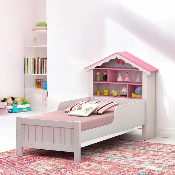 Cama Solteiro Casinha Princesa Branca E Rosa