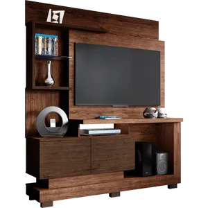 Estante Home para TV em MDP, Espaço para TVs de 50'' - Linea Brasil Turin Smart Castanho / Wengue