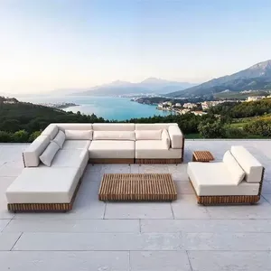 Sofá Modular Imperador 3 Lugares Madeira Cumaru Tecido Impermeável para Jardim Marrom Trama Original Sofá Modular Imperador 3 Lugares em Madeira Cumaru Tecido Impermeável Marrom Trama Original
