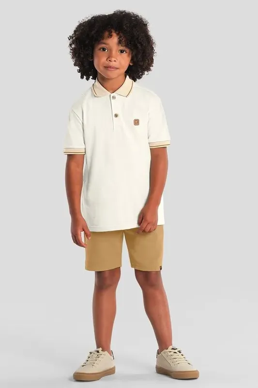 Camisa polo infantil menino em piquet linho Mundi - 1
