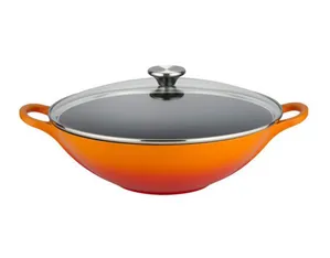 WOK LE CREUSET C/ TAMPA DE VIDRO 32CM SIGNATURE - Laranja 213083209