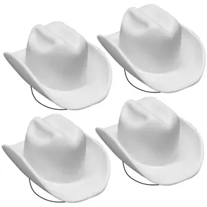 4 Chapéus Cowboy Branco Festa Caipira Vaqueiro Cowboy Infantil Fantasia