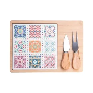 Conjunto para Queijo Wolff 4 Peças Bandeja de Bambu Tábua Ladrilho 17x25x2cm CONJUNTO P/QUEIJO WOLFF 4PCS BANDEJA DE