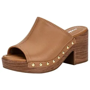 Tamanco Feminino Salto Grosso Moleca 5549107 CAMEL 34