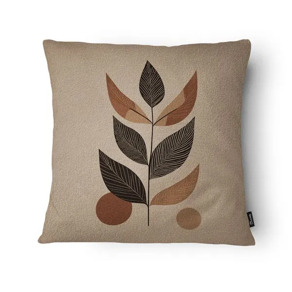 Capa Almofada Floral Folhas Marrom Bouclê 43x43cm FLB11 - Tuti Gottô