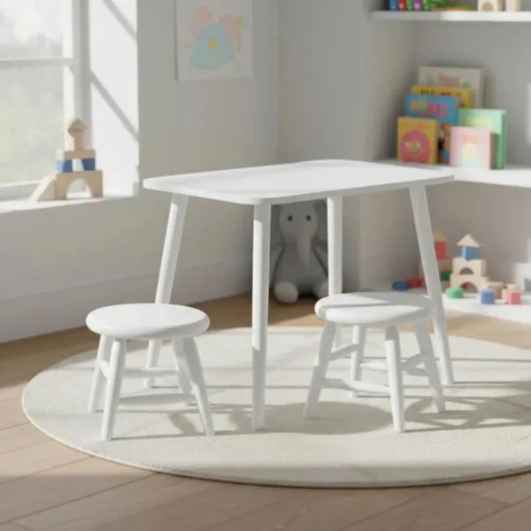 Conjunto Mesa Infantil com 2 Banquetas CR50280 para Atividades e Brincadeiras Branco Multimóveis Conjunto Mesa Infantil com 2 Banquetas CR50280 para Atividades Branco Multimóveis