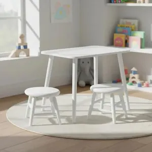 Conjunto Mesa Infantil com 2 Banquetas CR50280 para Atividades e Brincadeiras Branco Multimóveis Conjunto Mesa Infantil com 2 Banquetas CR50280 para Atividades Branco Multimóveis