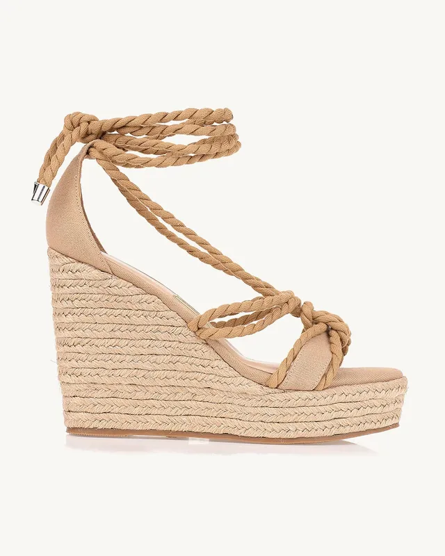 Plataforma Salto Alto Lona Ari Light Tan
