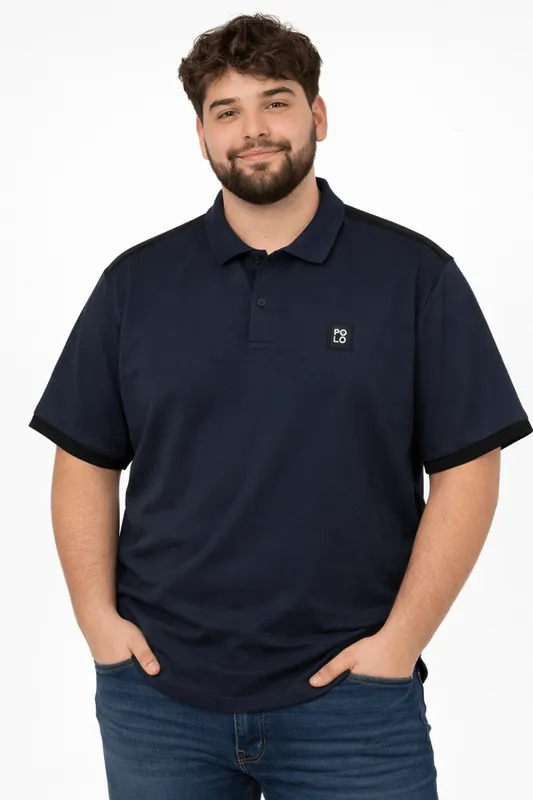 Polo Piquet Manga Curta Plus Size Masculina MARINHO EXG1