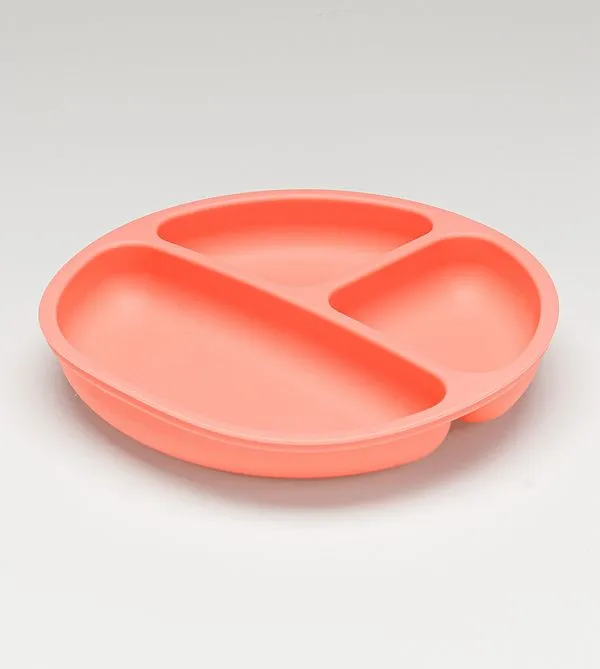 Prato em Silicone com Divisória e Ventosa Rosa Twibex Rosa