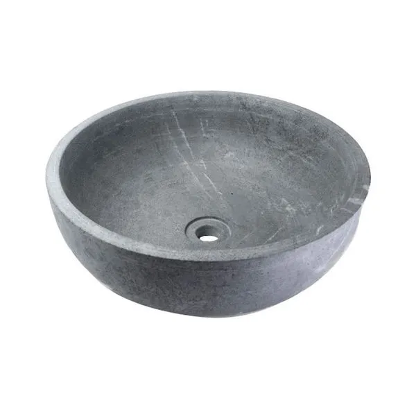 Cuba Bojo Redonda de Sobrepor em Mármore Pedra de Sabão para Bancada 35cm Cinza Industria São Jose Cuba Bojo Redonda Sobrepor Mármore Pedra de Sabão 35cm Cinza Industria São Jose