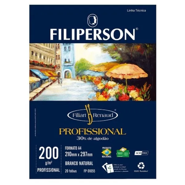 Bloco Profissional Renaud A4 20 Folhas 200g Branco