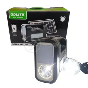 Kit Lanterna com Placa Solar Gdlite para Iluminação e Carregamento USB com Bateria 4500MAH 20W Preto Smart Bracelet Kit Lanterna com Placa Solar Gdlite com Bateria 4500MAH 20W e 3 Lâmpadas LED Preto Smart Bracelet