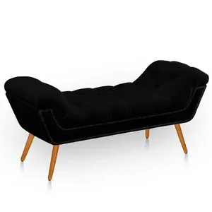 Recamier Estofada Casal Ayla Veludo Preto