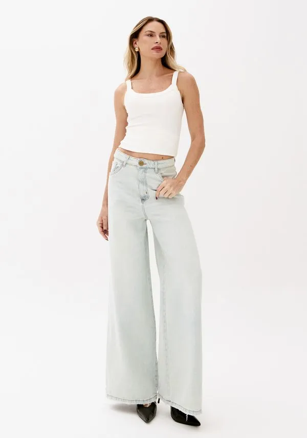 Calça Jeans Relaxed Cintura Média Azul 46