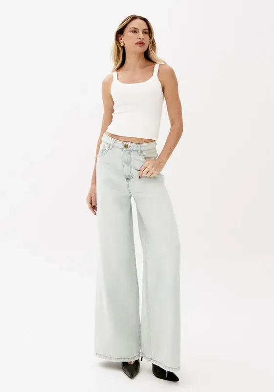 Calça Jeans Relaxed Cintura Média Azul 46