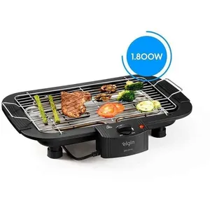 Churrasqueira Elétrica de Mesa 2000W 220V com Termostato e Grill Amplo Preta Elgin Churrasqueira Elétrica 2000W 220V Termostato Grill Amplo Preta Elgin
