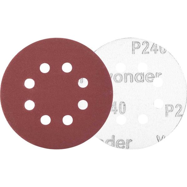 Disco de lixa com costado em pluma 125 mm grão 240 com 8 furos embalagem com 10 peças VONDER
