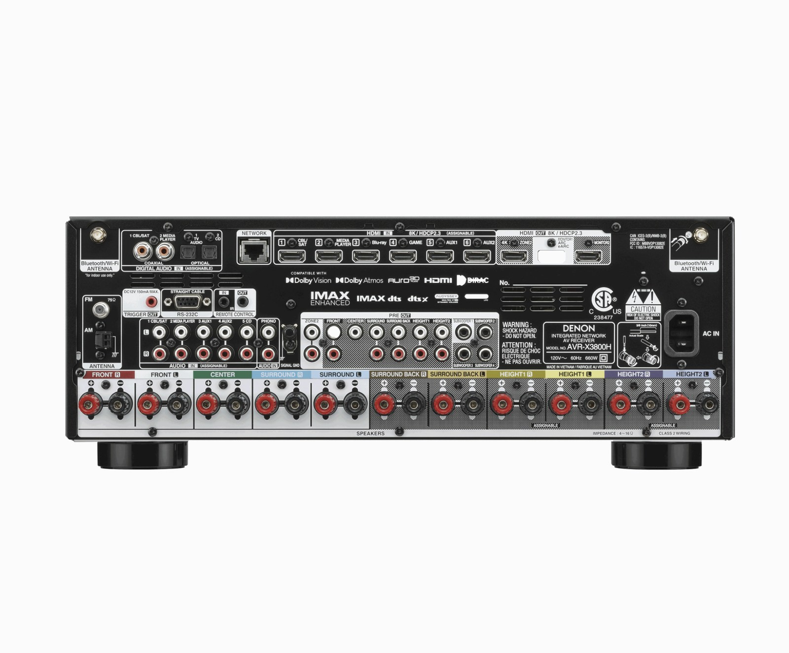Receiver Denon AVR-X3800H Dolby Atmos 9.4 Canais 8k - 120v