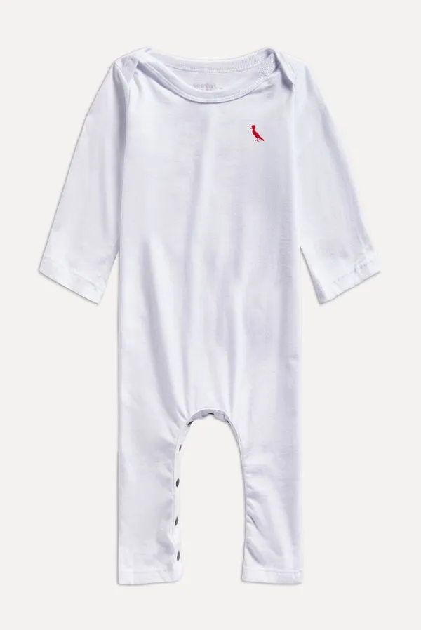 Macacao Pl Bebe Brasa Pp Bordado Branco - M