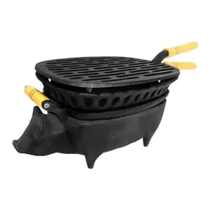 Churrasqueira Porquinho Ferro Fundido Grande 41x23cm Churrasqueira Porquinho Grande 41x23cm para Churrasco em Ferro Rig Fundidos