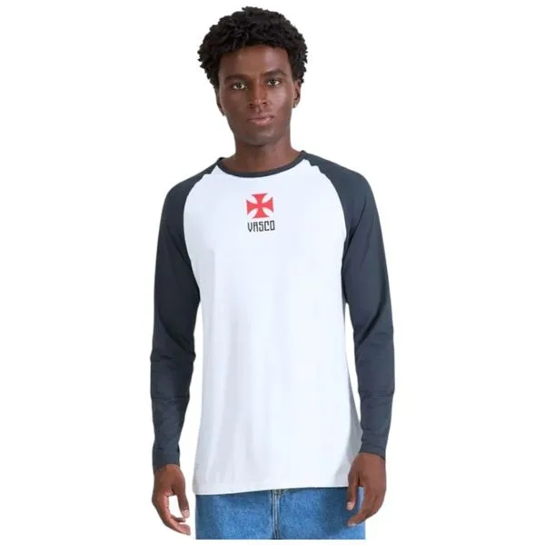 Camisa Masculina Vasco Braziline Plaga Manga Longa Proteção UV Branco M (MP)