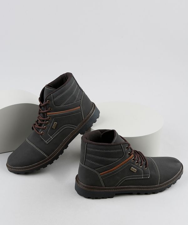 Bota Coturno Masculina Ollie Cano Curto com Recortes Marrom Escuro 38