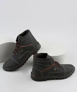 Bota Coturno Masculina Ollie Cano Curto com Recortes Marrom Escuro 43