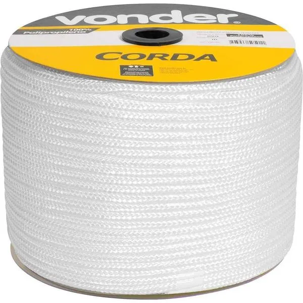 Corda Trançada de Polipropileno 12mm X 140m para Amarração de Cargas e Redes Esportivas Branca Vonder Corda Multifilamento Trançada 12mm X 140m para Amarração de Cargas Branca Vonder