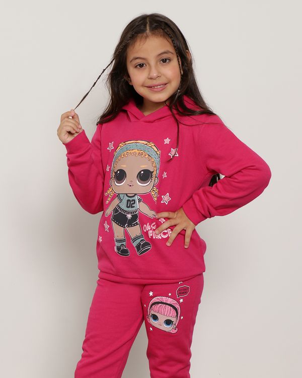 Blusão Moletom Infantil Capuz Boneca Lol Rosa Escuro 6