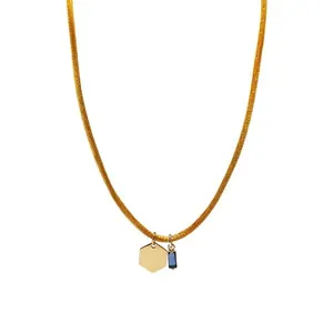 Colar Penta Dourado Amarelo Ajustável