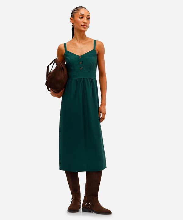 vestido midi de viscose decote coração verde P