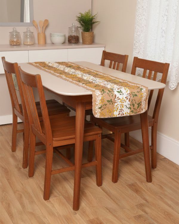 Trilho de Mesa Raner 140cm x 40cm Estampa Floral Marrom UN