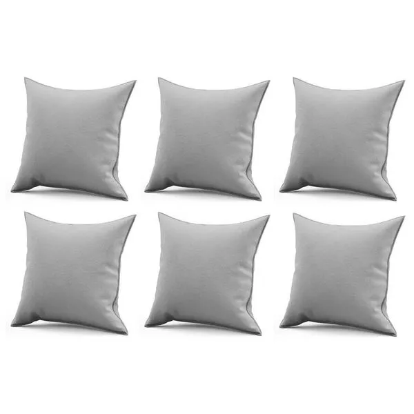 Kit 06 Almofadas Decorativa Quadrada Lih 45x45cm Cheia Com Enchimento Sintético Cinza