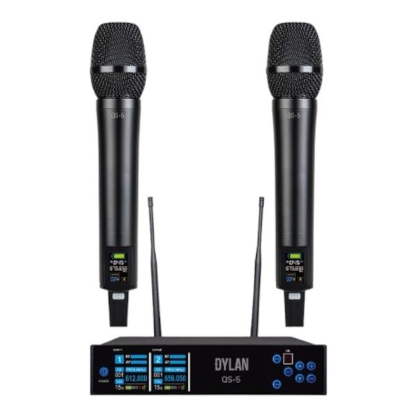 Microfone Sem Fio Dylan Duplo UHF 300 Canais QS-5 (MP)