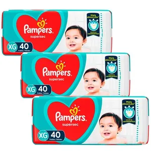 kit 3 Fraldas Pampers Supersec Hiper XG - 40 Tiras