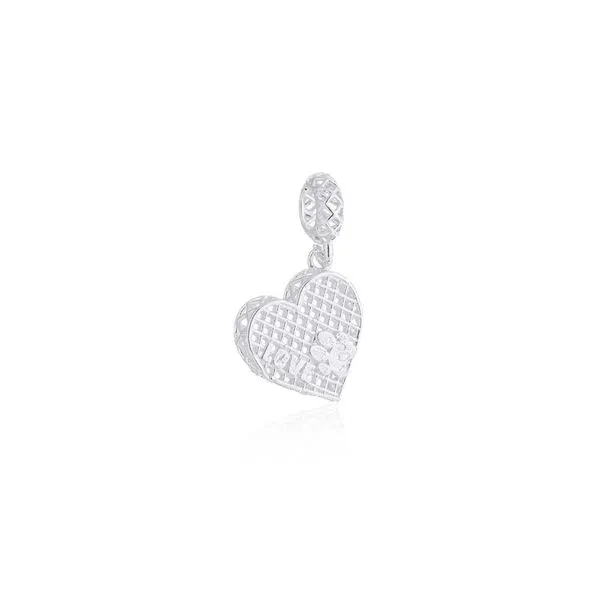 Berloque 3d Coração Pendurado Com Pata 925 2,1cm
