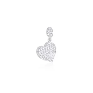 Berloque 3d Coração Pendurado Com Pata 925 2,1cm
