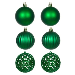 BOLA DECORADA NATAL NO PVC C/6 UNID (VERDE) 6cm
