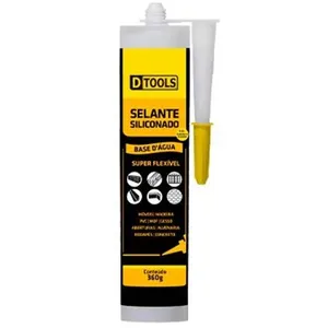 Selante Siliconado Base D Água Branco 360g Adesivo Vedante Anti Fungo para Vidros Alumínio Cerâmica Azulejo Dtools Selante Siliconado Base D Água Branco 360g Vedante Anti Mofo para Cozinhas e Banheiros Dtools