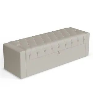 Calçadeira Báu Queen Size Atena 160cm Capitonê Sintético Bege - Abmaza