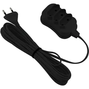 Extensão Elétrica Bipolar 5m 3 Entradas Bivolt 10A Cabo 2x0,75mm Preta Forceline Extensão Elétrica Bipolar 5m 3 Entradas Bivolt Preta Forceline